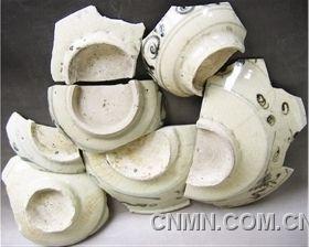 元代各類民用青花瓷器胎體斷面及底部圖示標(biāo)本。