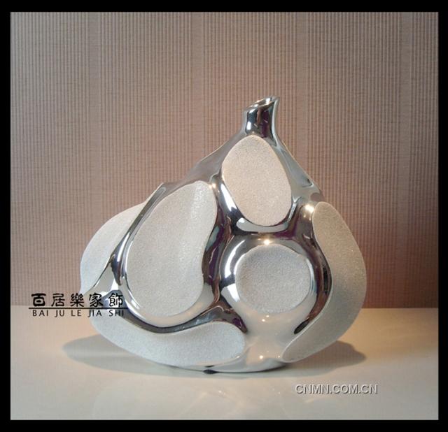 現(xiàn)代鍍銀噴砂藝術陶瓷工藝品擺設 家居擺件