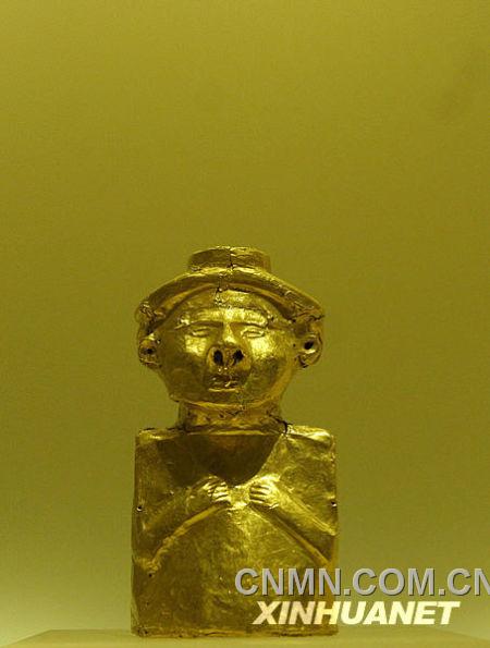 這是哥倫比亞黃金博物館展出的一件古代黃金藝術品(攝于2008年10月29日)。